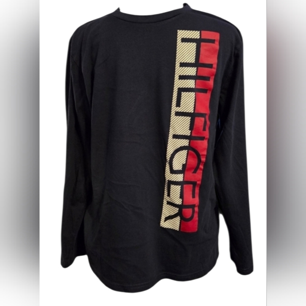 Tommy Hilfiger Black Long Sleeve with Red and Gold Logo